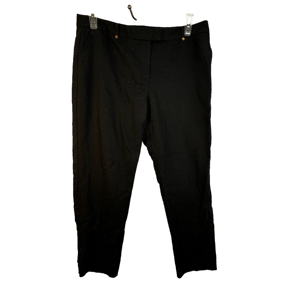 Jones New York Grace Ankle Pants Women's 14 Black Cotton Work Preppy Casual